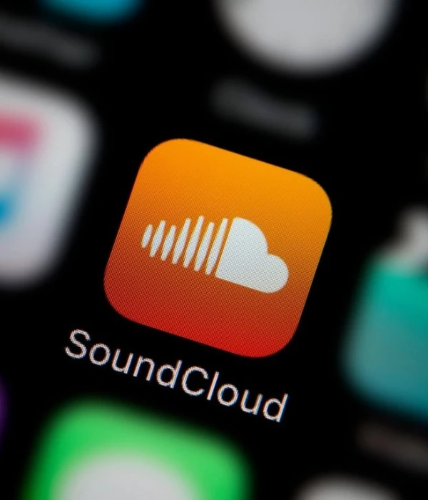 Close-up of the SoundCloud app icon on a phone screen, a reminder that you can buy real SoundCloud plays right from your pocket.